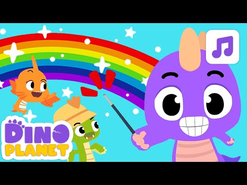 Easy colors song for kids | 🦄🌈🍭The colors of the rainbow | DINO Cartoon Class