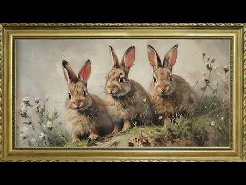 EASTER BUNNY FREE TV ART WALLPAPER SCREENSAVER BACKGROUND VINTAGE OIL PAINTING FRAMED SAMSUNG TV ART