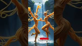 Noodle Acrobatic: A daring dance by the waterfall #shorts #noodledance #acrobaticart#waterfallmagic