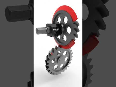 Intermittent Motion Gear - Skew Teeth #mechanic #engineering #mechanism #ideas #shorts