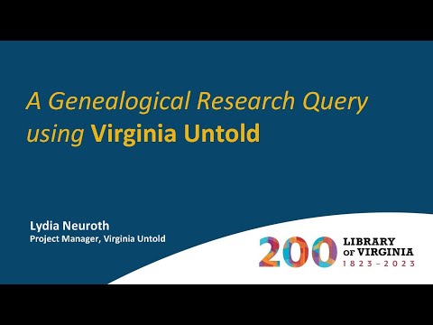 A Genealogical Research Query using Virginia Untold