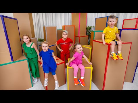 Vania Mania Kids play hide and seek in cardboard boxes