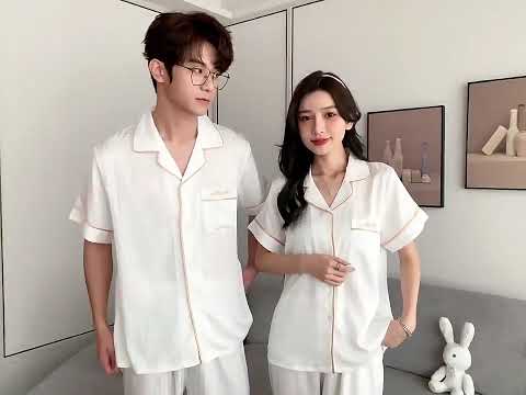 Short Sleeve Silk Couple Nightwear