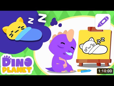 How to draw a sleeping cat (easy) 🖍😺💤 | Simple sleeping cat drawing | DINO Cartoon Class