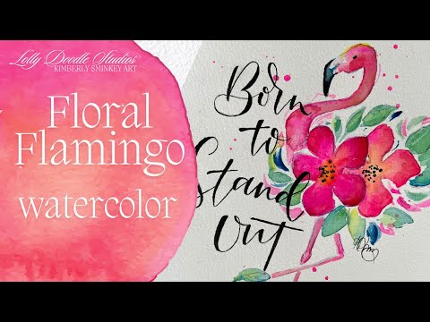 Paint a Bright Watercolor Floral Flamingo: Watercolor Tutorial #WatercolorFlamingo #FloralArt