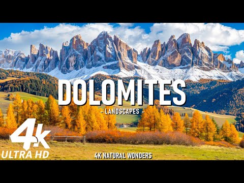 4K Dolomites in Autumn - Golden Forest, Towering Peaks, Tranquil Beauty of Italy’s Alpine Wonderland