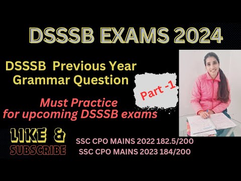 DSSSB Exams 2024 | Previous year Grammar | Part-1 | English | Kiran Maan