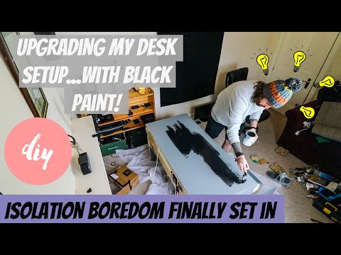 Upgraded my desk setup...with black paint. Isolation DIY Boredom!