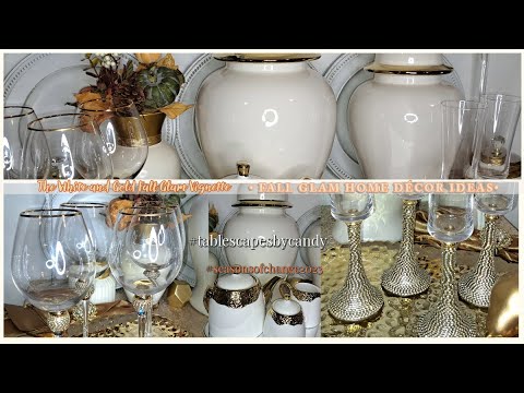 The White and Gold Glam Fall Vignette | 2023 Home Fall Décor Ideas | Heavens Pearls 2023