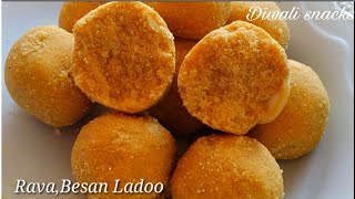 रवा, बेसन लाडू - Suji, Besan Ladoo -  How to Make Rava Besan Ladoo Without paak