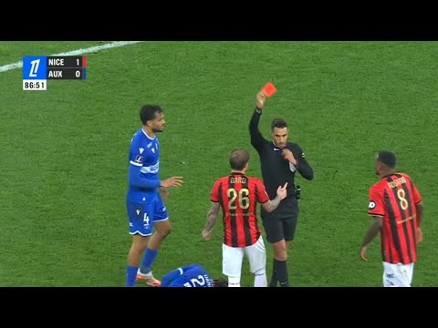 Melvin Bard Carton Rouge 🟥 | Nice vs Auxerre 1-1 | Résumé | Ligue 1 2025