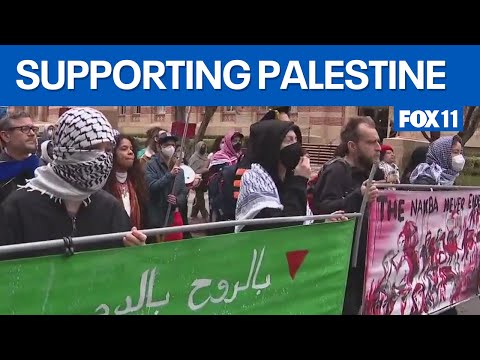 UCLA protest: Pro-Palestine demonstrators walk out