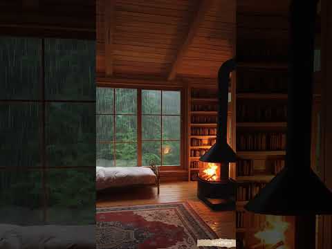 #relax #cabinbliss #rain #cabinambience #peace #fireplace #calm #home #rainsounds #cozycabinambience