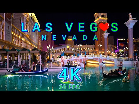 Las Vegas Strip Night Walk 2/2, Nevada USA 4K - UHD