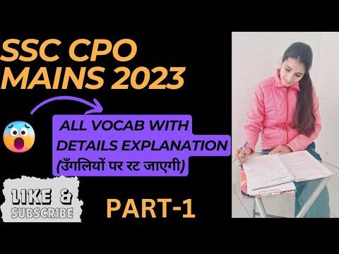 All Vocab asked in CPO Mains 2023 | Part-1 | SSC CPO | English | Kiran Maan