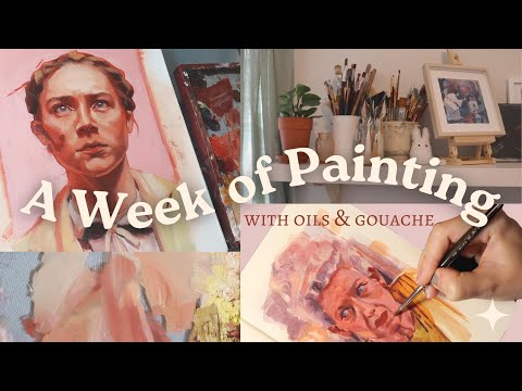 Paint With me 🌷 Oil Painting, Gouache Sketch and Chat  // Art Vlog