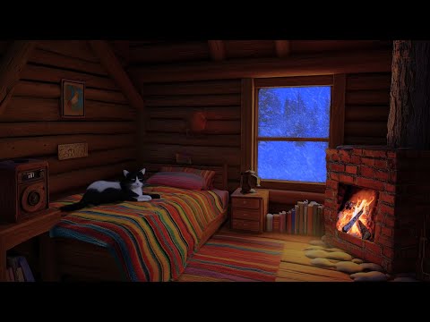 Cozy Winter Cabin - Blizzard Sounds, Fireplace, Howling Wind for Good Sleep and Relaxation