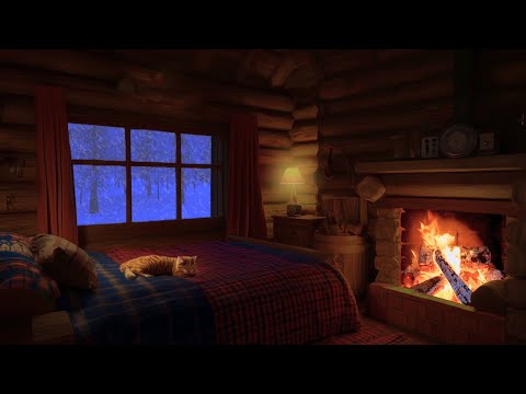 Deep Sleep in a Cozy Winter Cabin | Blizzard for Sleep, Relax, Study, Sound Sleep