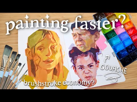 Can I Paint Faster? | 100 heads challenge | Gouache Portrait Painting