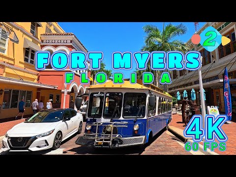 Fort Myers Drive on a Beautiful Day Part 2/2, Florida USA 4K-UHD