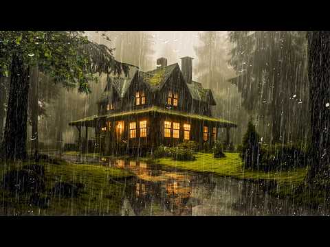 HEAVY RAIN on Roof for Deep Sleep & Insomnia Relief | Rain on The Roof in the Foggy Forest - ASMR