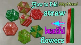 How to fold beautiful  straw flowers from drinking straw #strawcrafts#diycraftid #diy art straw