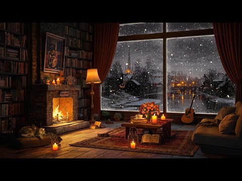 ❄ Relaxing Jazz Music in Winter Ambience with Cozy Fireplace & Soft Snowing on The last days of 2024