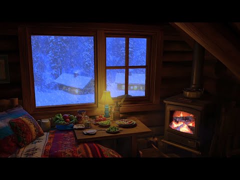 Powerful Snowstorm Sounds for Sleeping in a Winter Hut - Icy Snowstorm, Falling Snow, Howling Wind