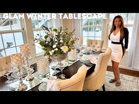 NEW* DECORATE WITH ME | OVER THE TOP GLAM WINTER TABLESCAPE  #Glam