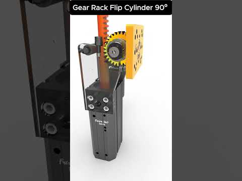 Gear Rack Flip Cylinder 90° #mechanism #mechanic #engineering #solidworks #fusion360 #3dcad