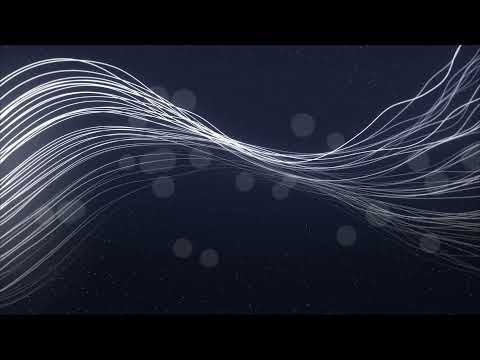 Wavy Glow Lines Pattern with Particles on Dark Blue Background | Free HD Version Footage