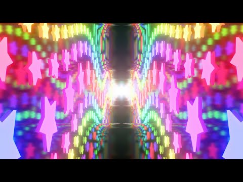 Colorful Glowing Star Shapes Illuminating Wavy Reflective Mirror Path 4K Background VJ Video Effect