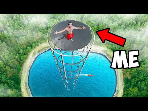 I Built the Worlds Tallest Trampoline in my pond!