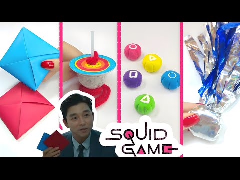 DIY ALL GAMES OF SQUIDGAME - How to make paper ddakji ,Gongi ,jegi