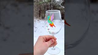 hummingbird wine glass. #hummingbirdlover #hummingbirdlove #lovehummingbirds