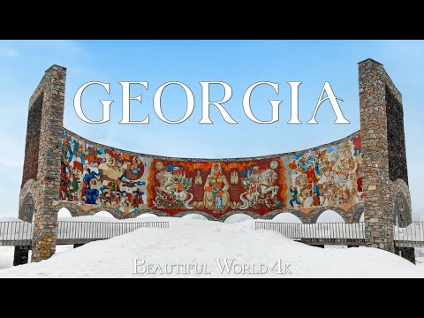 Georgia 4K - Winter Wonderland with Majestic Snowy Peaks and Charming Villages - Peaceful Music