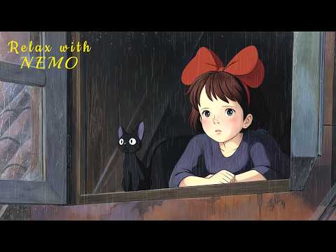 Cozy Rainy Day with Kiki and Her Cat | Ghibli Ambience | Rainfall & Rain on Roof Sounds for Sleeping