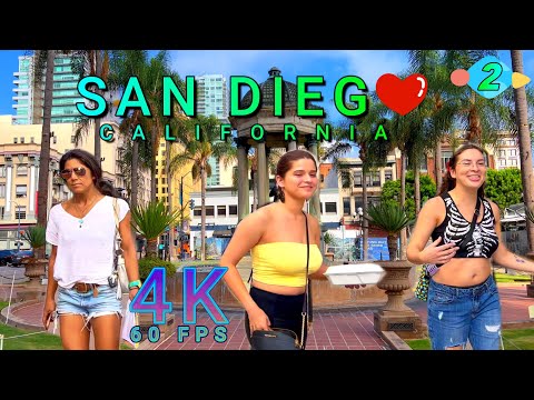 San Diego Downtown Walk Part 2/2, California USA 4K-UHD