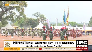 AN ALL FEMALE JOINT SECURITY PARADE MARCHING IN CELEBRATION OF WOMEN'S DAY IN KYANKWANZI