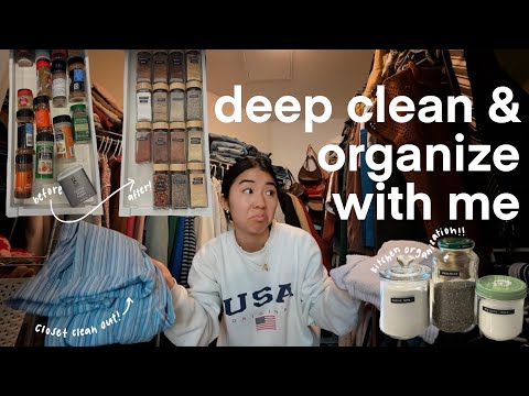 PRODUCTIVITY VLOG | deep cleaning & organizing my entire apartment🧺✨🧹🧼