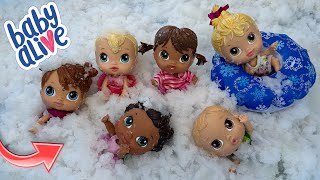 NEW Baby alive crib life dolls Afternoon routine | Playing in Snow! ⛄️