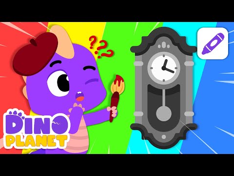 How to draw a Stand Clock | 🖍️🎨 Draw easy to follow | DINO Cartoon, Songs for kids - DINO Planet