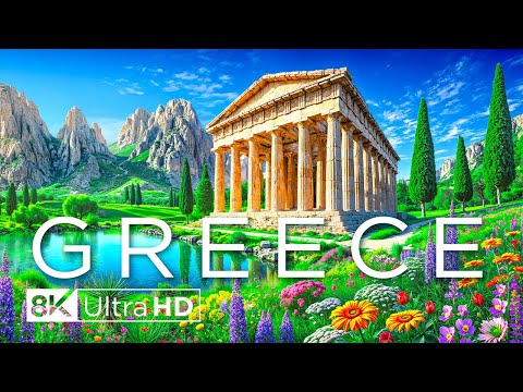 GREECE 8K Ultra HD - Stunning Mediterranean Landscapes, Scenic Relaxation Film with Soothing Music