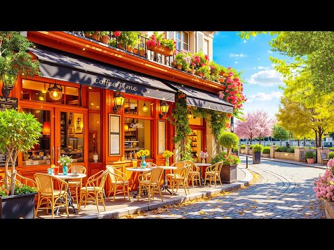 March Morning Jazz Music & Happy Bossa Nova Piano at Outdoor Coffee Shop Ambience for Work, Study