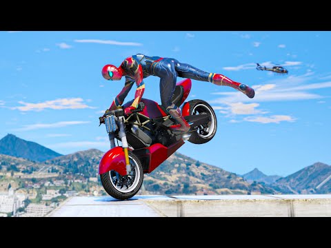 GTA 5 Iron Spiderman, Iron Man, Deadpool Stunts/Fails/Ragdolls (Euphoria Ragdolls) #11