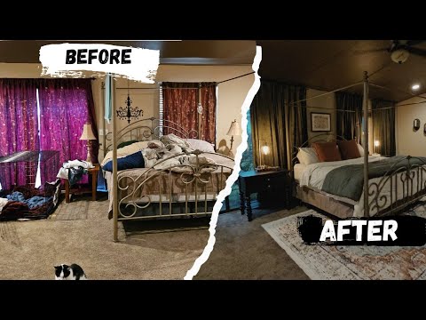 Bedroom Transformation ! True budget makeover with no major renovations! Eclectic and moody !