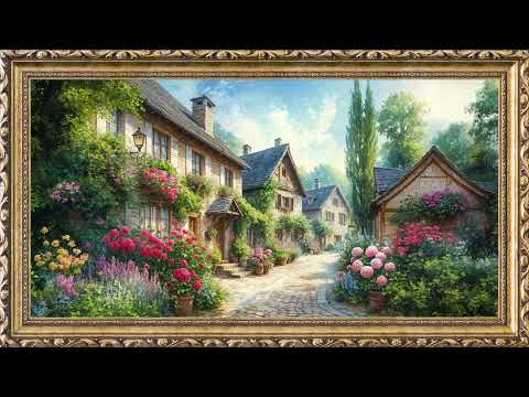 Serene Old Village Painting | TV Art Screensaver | 8 Hours Framed Painting | TV Wallpaper | 4K