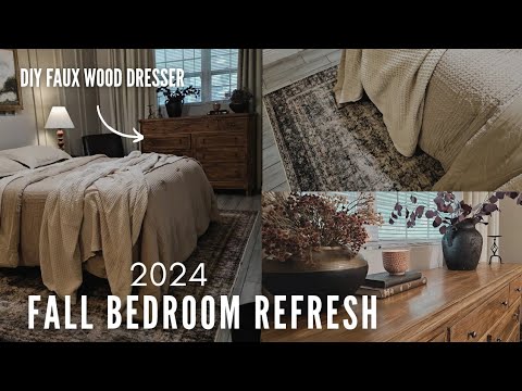 Small Bedroom makeover ! Early fall decorate with me  + Diy faux wood dresser ! @karrielynn