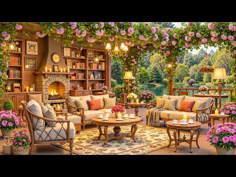 Cozy Spring Coffee Shop Ambience ☕ Relaxing Smooth Jazz Music for Study and Focus