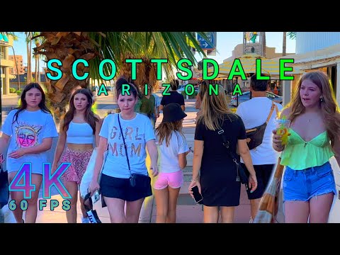 Scottsdale Walk on a Great Afternoon, Arizona USA 4K - UHD